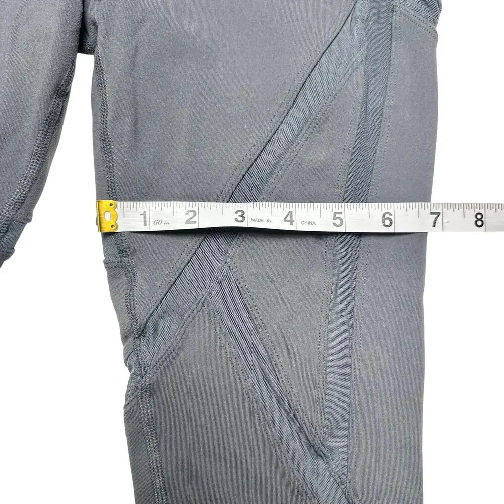 Alo Yoga | Women | Cropped 3/4 Gray Mesh Trim Capri Leggings | Size Small